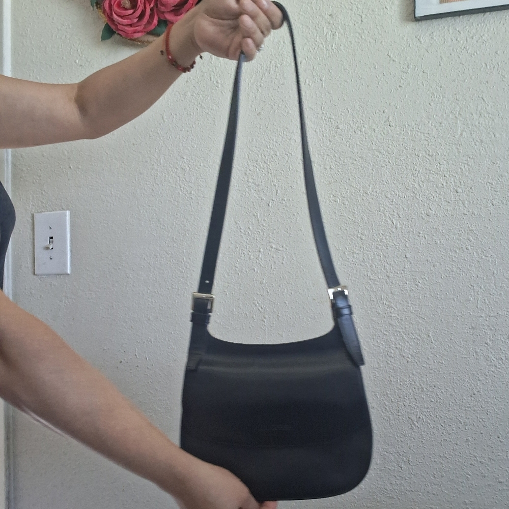 Y2K Guess Black Faux Leather Saddle Bag Purse - Picture 10 of 10